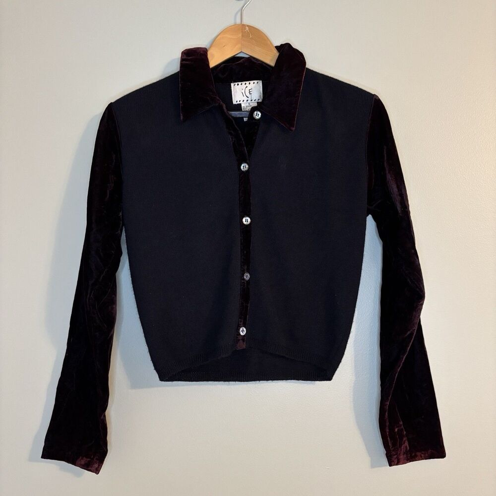 Women’s Velvet Collar Sleeve Button Down Cardigan S Steampunk Goth Punk Renfaire